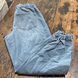 Jean Joggers with Elastic Waist in Light Blue
